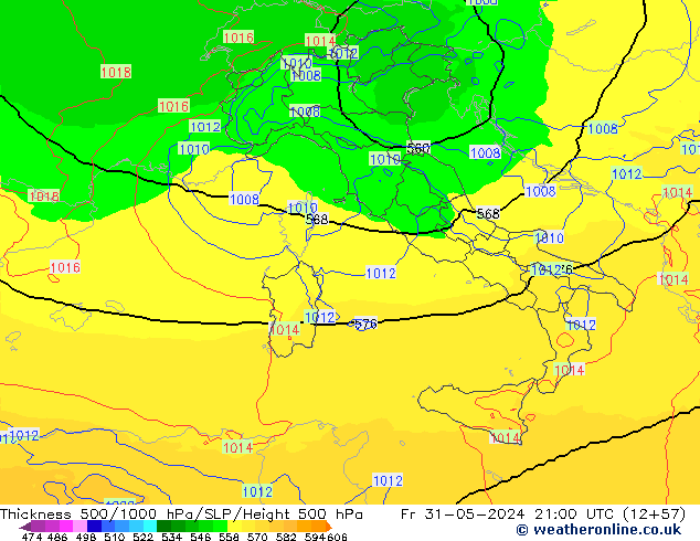 Thck 500-1000hPa UK-Global Pá 31.05.2024 21 UTC