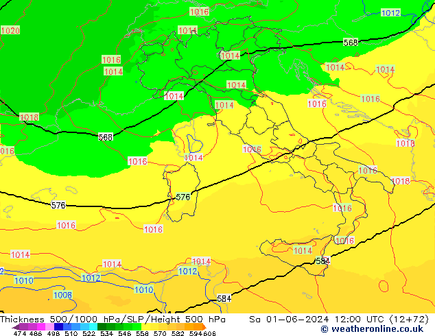 Thck 500-1000hPa UK-Global  01.06.2024 12 UTC