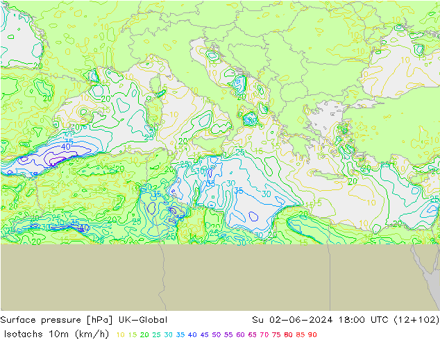 Isotachs (kph) UK-Global Dom 02.06.2024 18 UTC