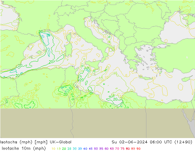 Isotachs (mph) UK-Global Вс 02.06.2024 06 UTC