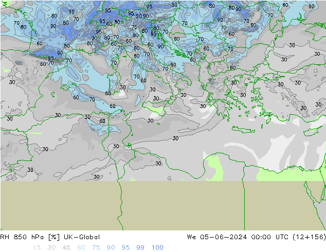 RH 850 hPa UK-Global  05.06.2024 00 UTC