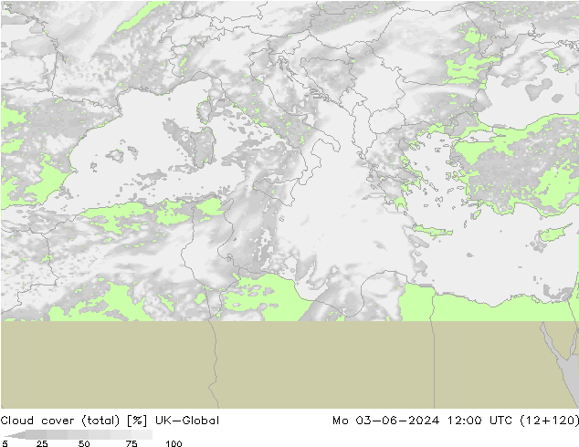 Nuages (total) UK-Global lun 03.06.2024 12 UTC
