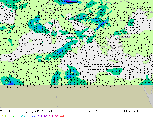 Wind 850 hPa UK-Global Sa 01.06.2024 06 UTC