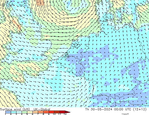  10 m (bft) UK-Global  30.05.2024 00 UTC