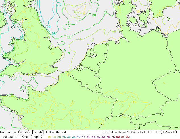 Isotachen (mph) UK-Global Do 30.05.2024 08 UTC