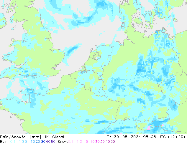 Regen/Schneefall UK-Global Do 30.05.2024 08 UTC
