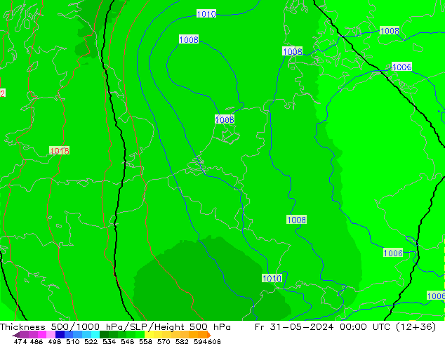 Dikte 500-1000hPa UK-Global vr 31.05.2024 00 UTC