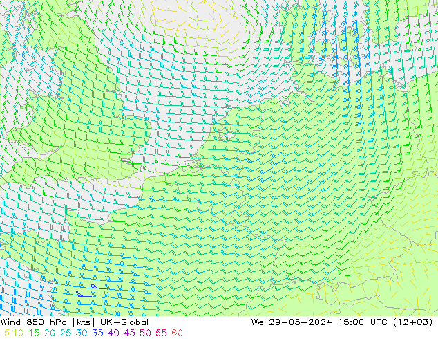 Rüzgar 850 hPa UK-Global Çar 29.05.2024 15 UTC