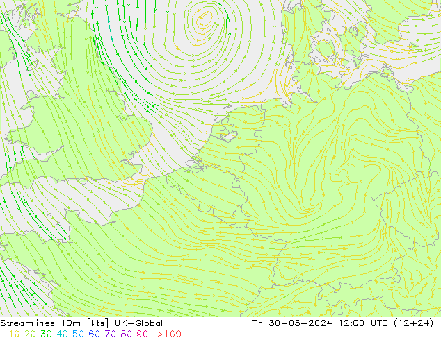 Streamlines 10m UK-Global Th 30.05.2024 12 UTC