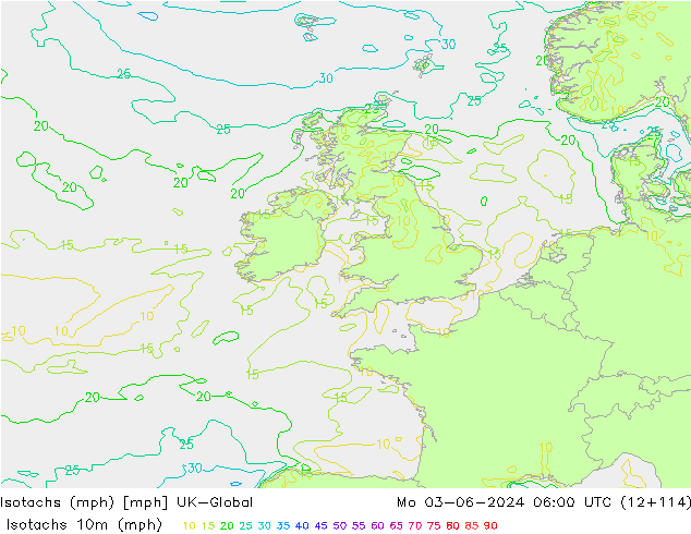 Isotachen (mph) UK-Global ma 03.06.2024 06 UTC