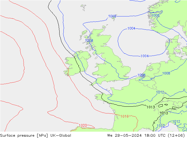 pressão do solo UK-Global Qua 29.05.2024 18 UTC