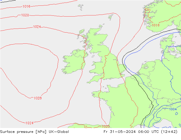 Presión superficial UK-Global vie 31.05.2024 06 UTC