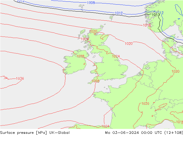 pression de l'air UK-Global lun 03.06.2024 00 UTC