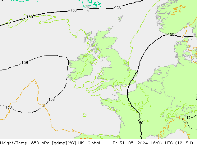 Height/Temp. 850 hPa UK-Global Sex 31.05.2024 18 UTC