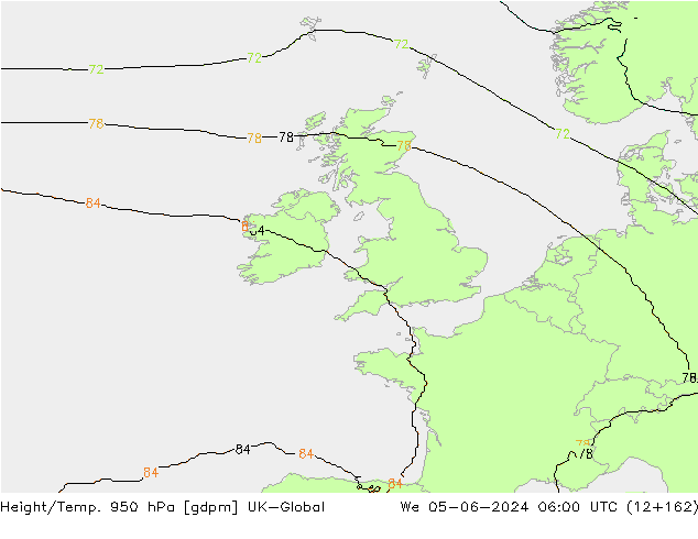 Height/Temp. 950 hPa UK-Global St 05.06.2024 06 UTC