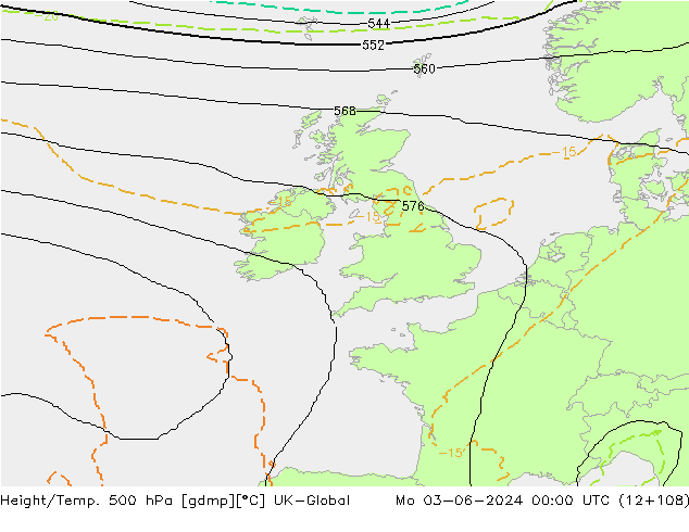 Height/Temp. 500 hPa UK-Global Mo 03.06.2024 00 UTC