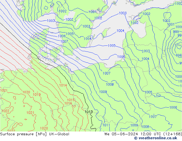 Atmosférický tlak UK-Global St 05.06.2024 12 UTC