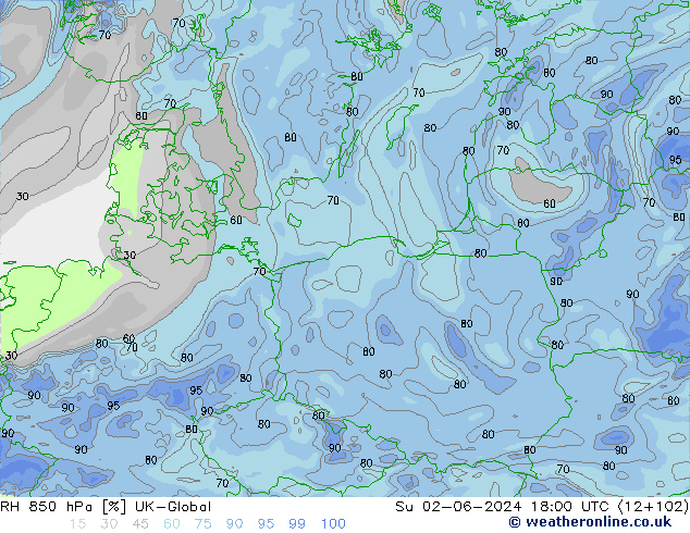 850 hPa Nispi Nem UK-Global Paz 02.06.2024 18 UTC