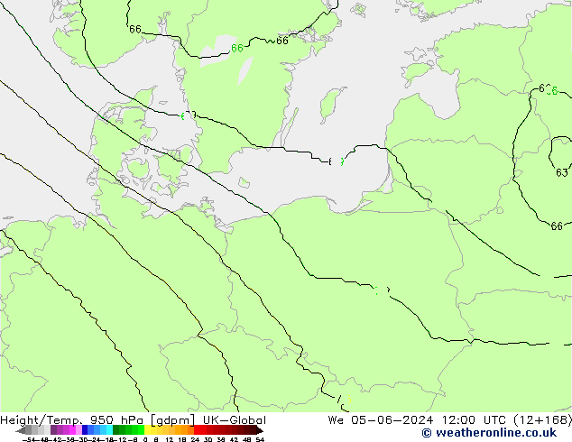 Yükseklik/Sıc. 950 hPa UK-Global Çar 05.06.2024 12 UTC