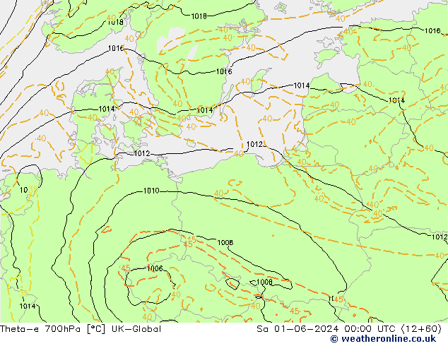 Theta-e 700hPa UK-Global Sa 01.06.2024 00 UTC
