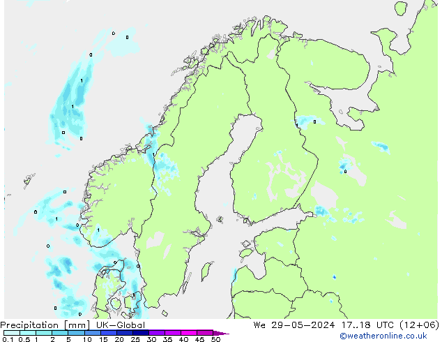 Precipitation UK-Global We 29.05.2024 18 UTC