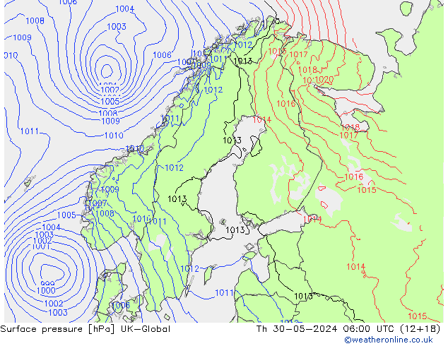 Luchtdruk (Grond) UK-Global do 30.05.2024 06 UTC