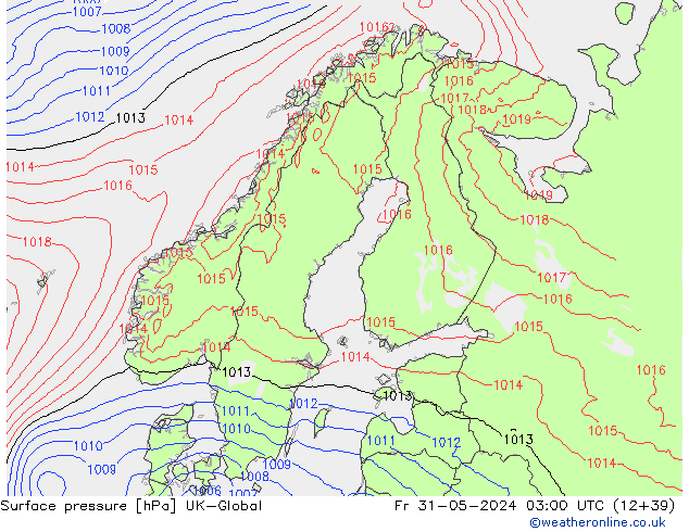 Surface pressure UK-Global Fr 31.05.2024 03 UTC