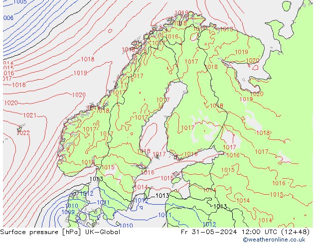 Surface pressure UK-Global Fr 31.05.2024 12 UTC