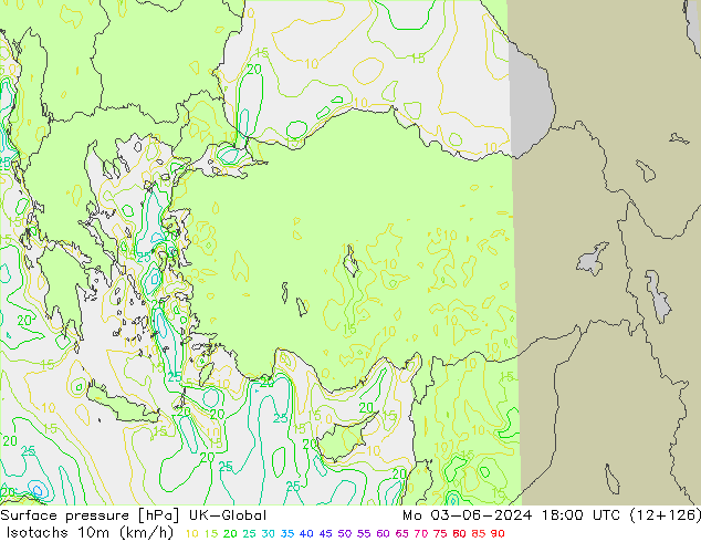 Isotachs (kph) UK-Global Po 03.06.2024 18 UTC