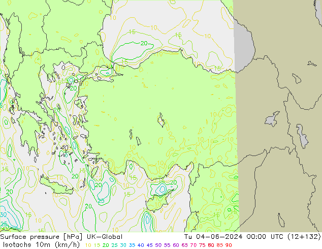 Isotachs (kph) UK-Global Tu 04.06.2024 00 UTC