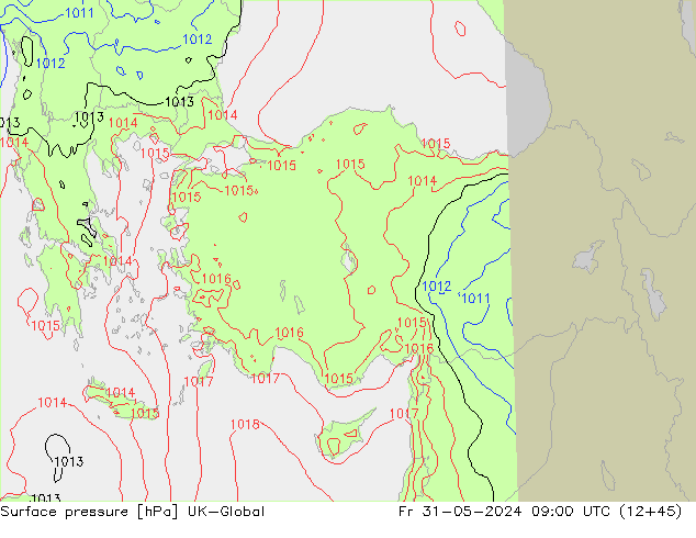 Luchtdruk (Grond) UK-Global vr 31.05.2024 09 UTC