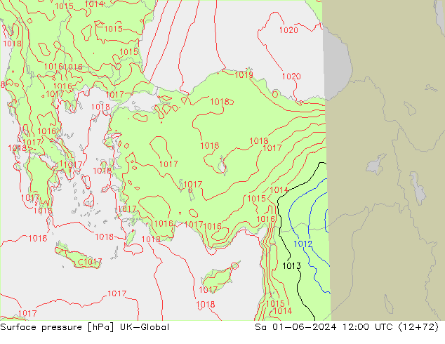 Luchtdruk (Grond) UK-Global za 01.06.2024 12 UTC