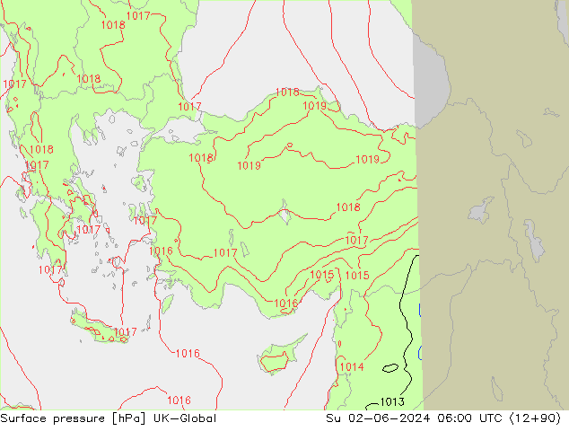 Surface pressure UK-Global Su 02.06.2024 06 UTC