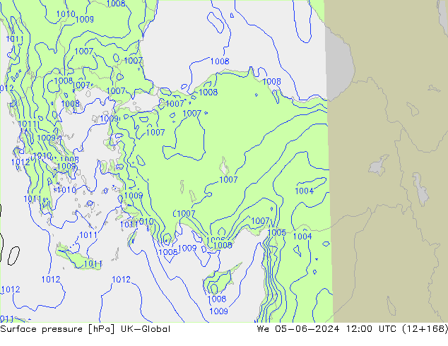 Surface pressure UK-Global We 05.06.2024 12 UTC