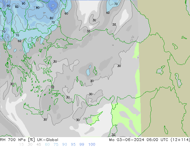 RH 700 hPa UK-Global  03.06.2024 06 UTC
