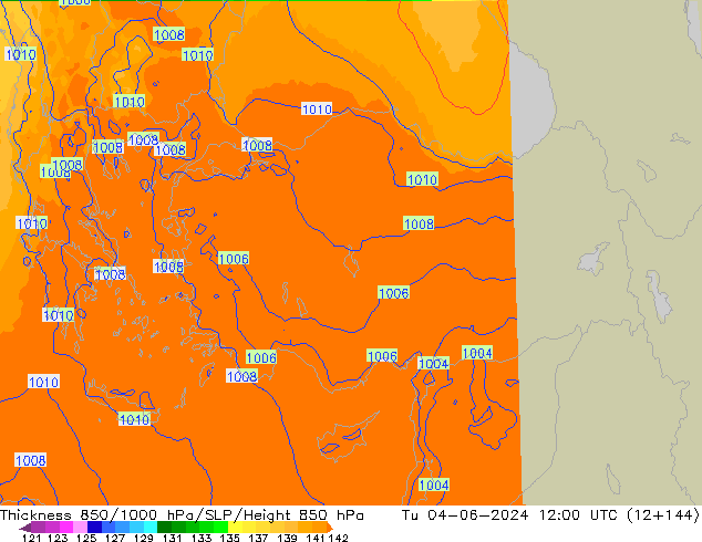 Thck 850-1000 hPa UK-Global Tu 04.06.2024 12 UTC