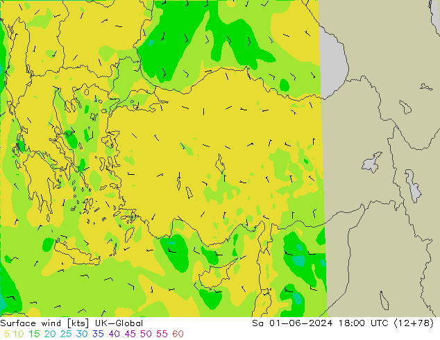 Viento 10 m UK-Global sáb 01.06.2024 18 UTC