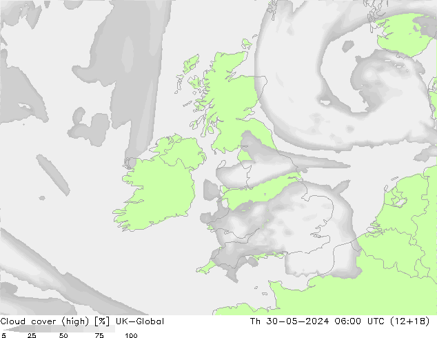 Nubes altas UK-Global jue 30.05.2024 06 UTC