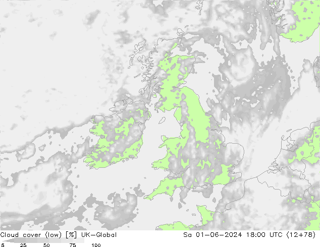 Cloud cover (low) UK-Global Sa 01.06.2024 18 UTC
