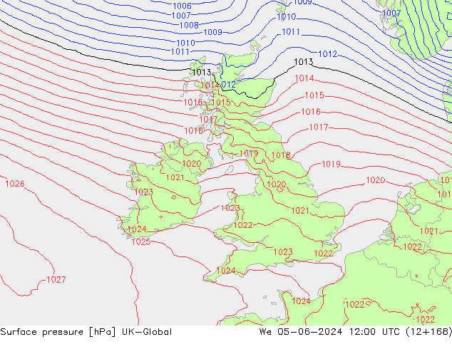 Yer basıncı UK-Global Çar 05.06.2024 12 UTC