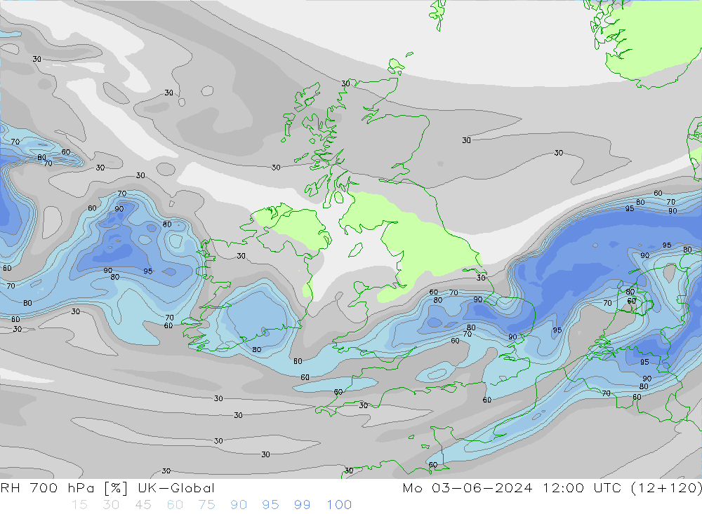 RH 700 hPa UK-Global Po 03.06.2024 12 UTC