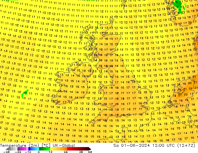 Temperature (2m) UK-Global Sa 01.06.2024 12 UTC