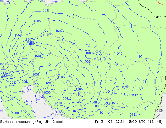 pression de l'air UK-Global ven 31.05.2024 18 UTC