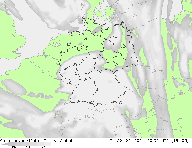 Nubes altas UK-Global jue 30.05.2024 00 UTC