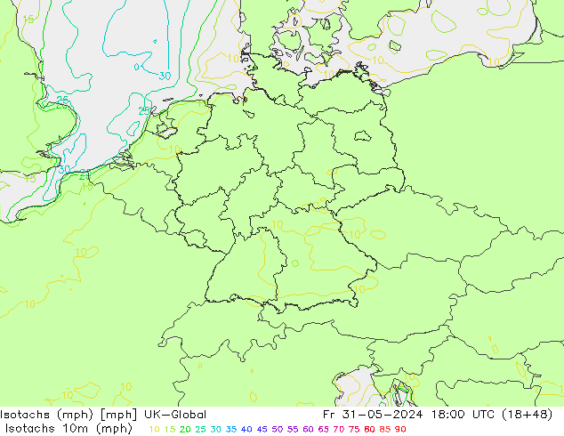 Isotachs (mph) UK-Global Pá 31.05.2024 18 UTC