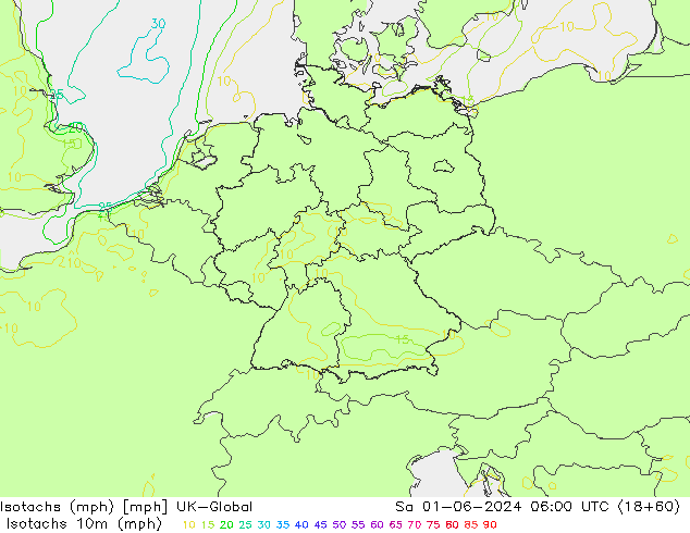 Isotachs (mph) UK-Global сб 01.06.2024 06 UTC