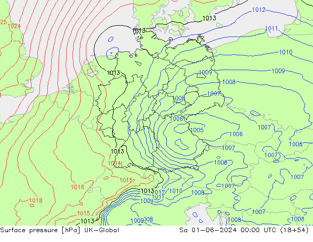 Surface pressure UK-Global Sa 01.06.2024 00 UTC