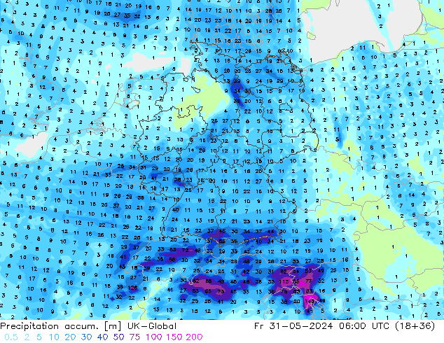 Precipitación acum. UK-Global vie 31.05.2024 06 UTC