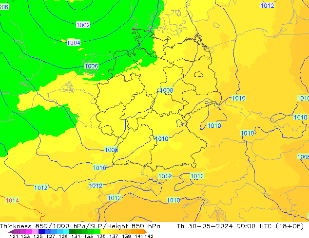 Thck 850-1000 hPa UK-Global Qui 30.05.2024 00 UTC