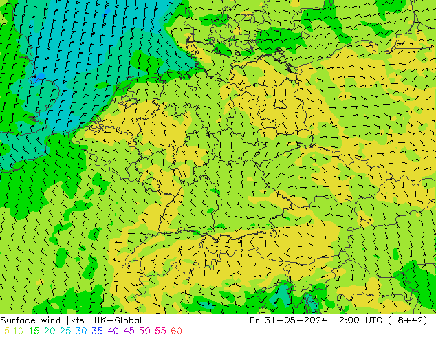 wiatr 10 m UK-Global pt. 31.05.2024 12 UTC